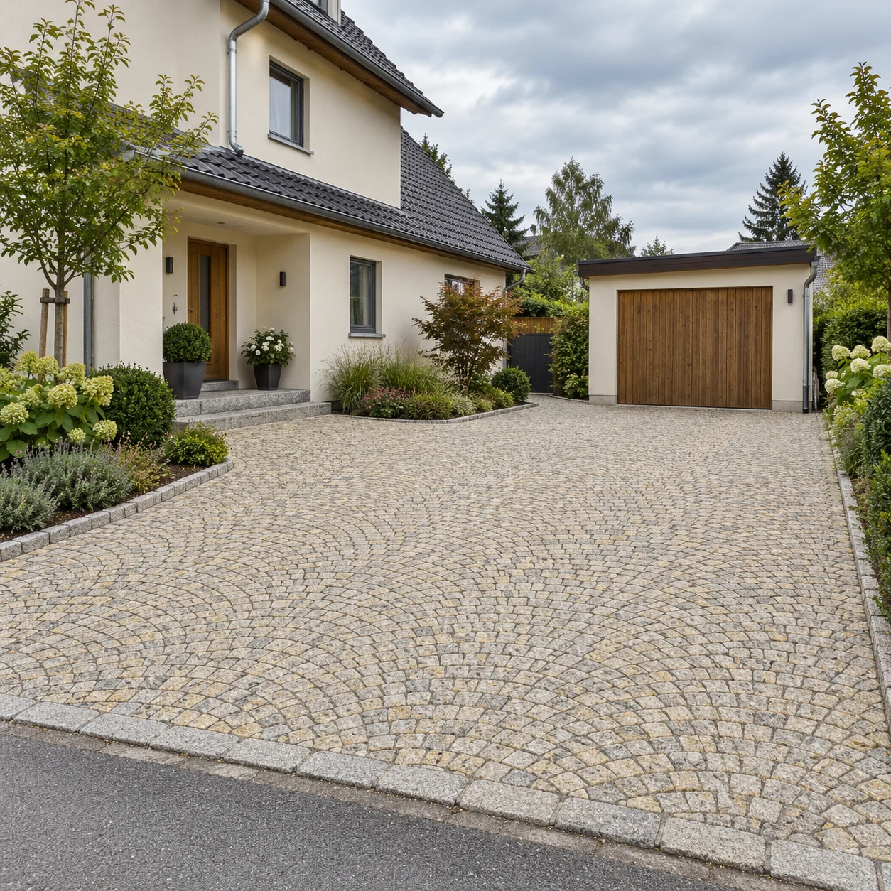 Granit Pflasterstein Spanisch gelb/grau 