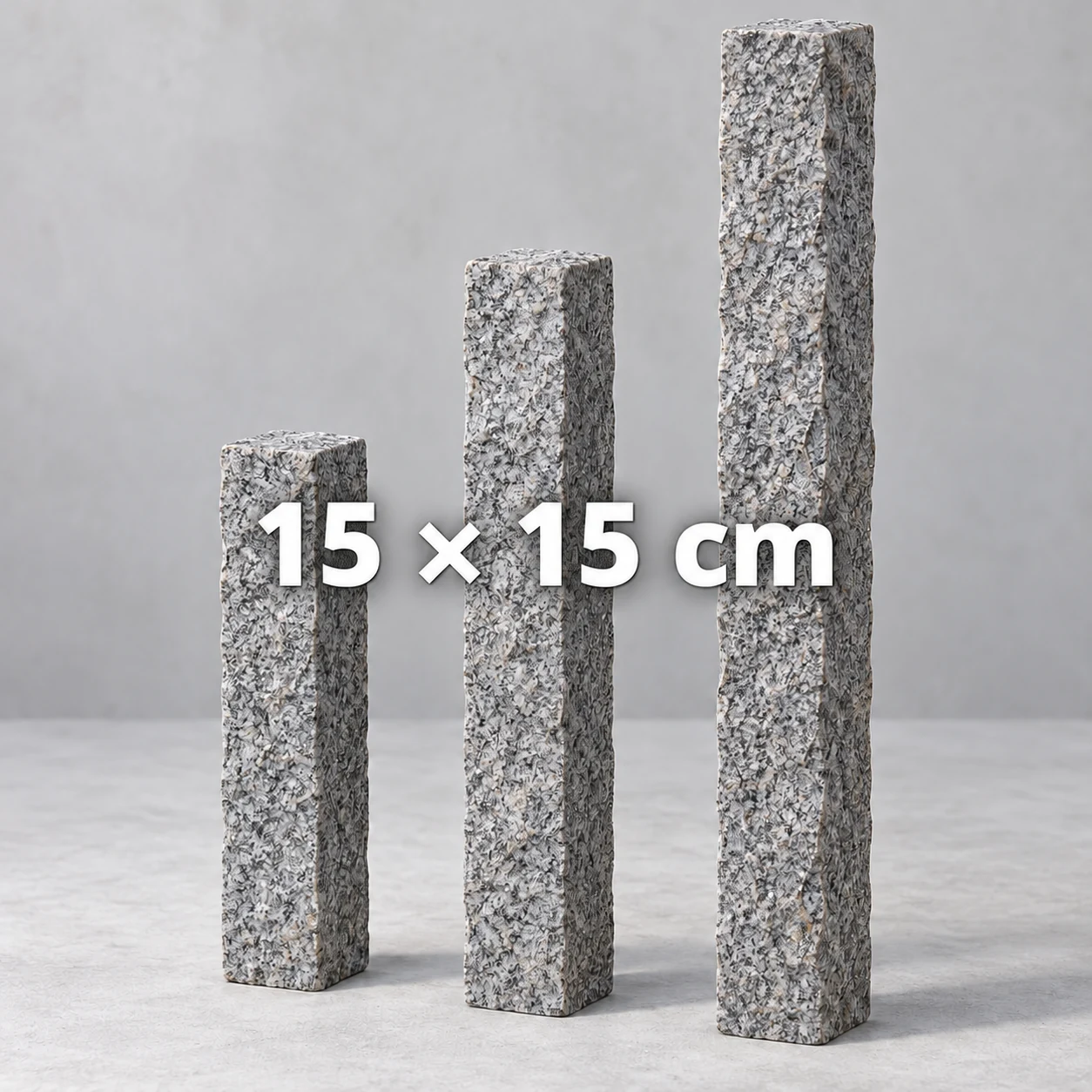 Granit Stele Grau gespitzt 15x15 cm 