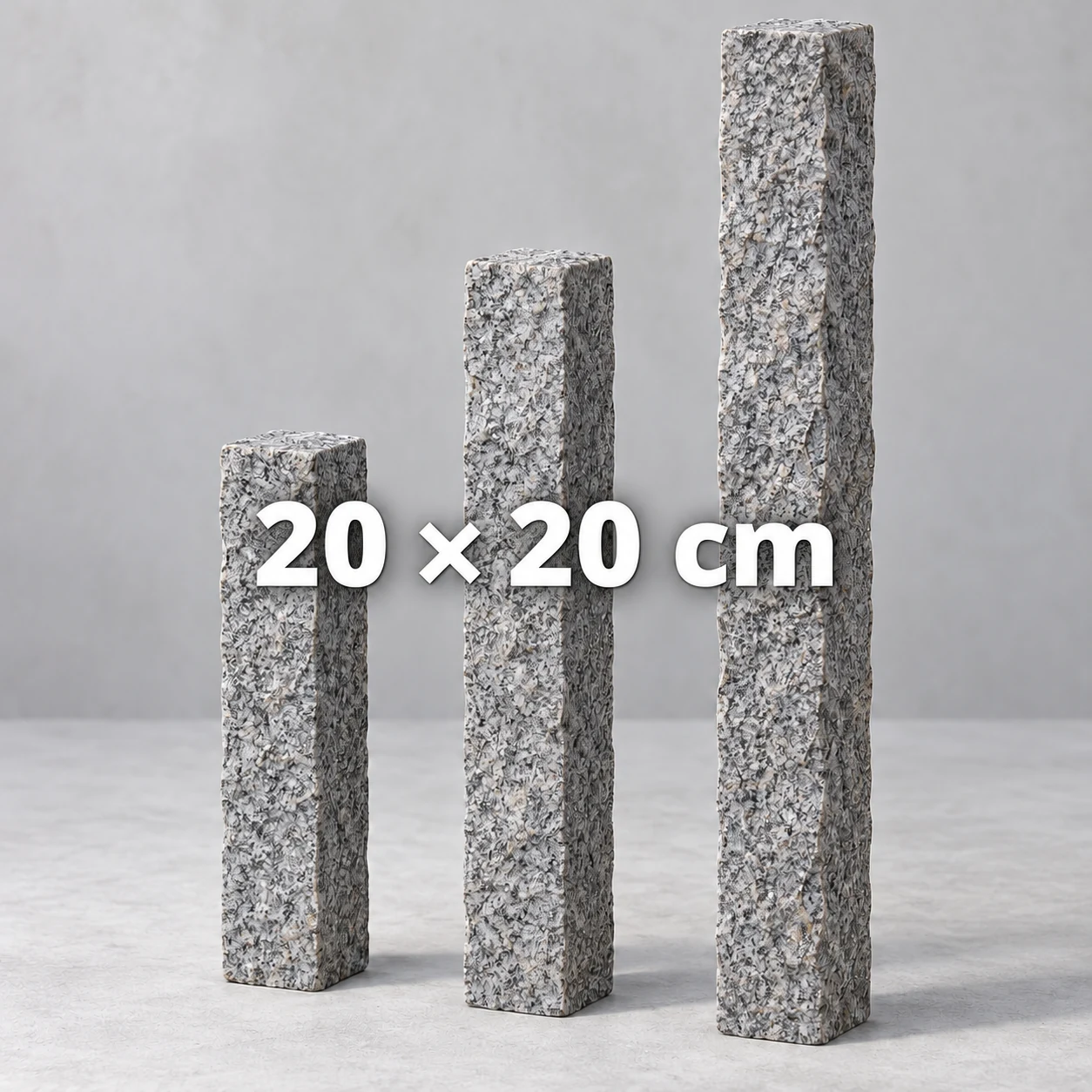 Granit Stele Grau gespitzt 20x20 cm 