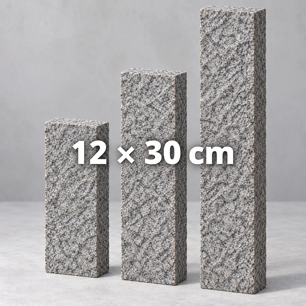 Granit Stele Grau gespitzt 12x30 cm 