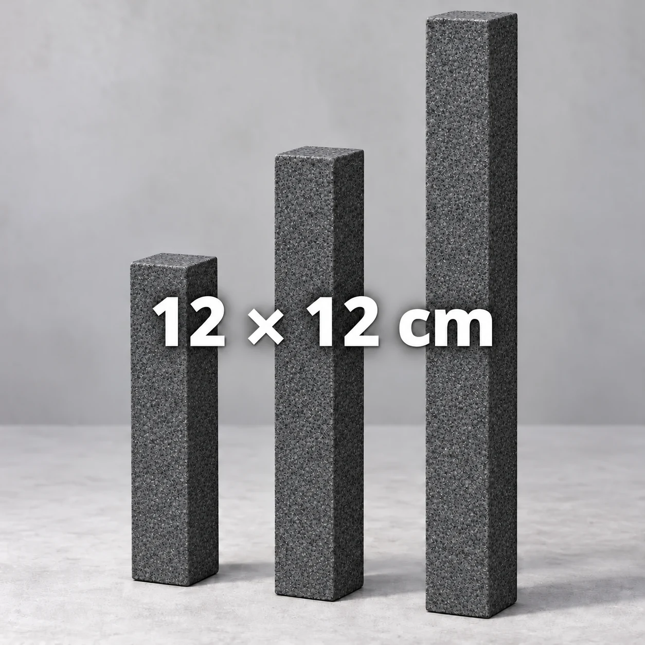 Granit Stele Dunkelgrau geflammt 12x12 cm 
