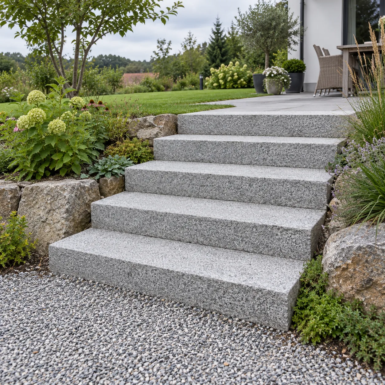 Granit Blockstufen grau