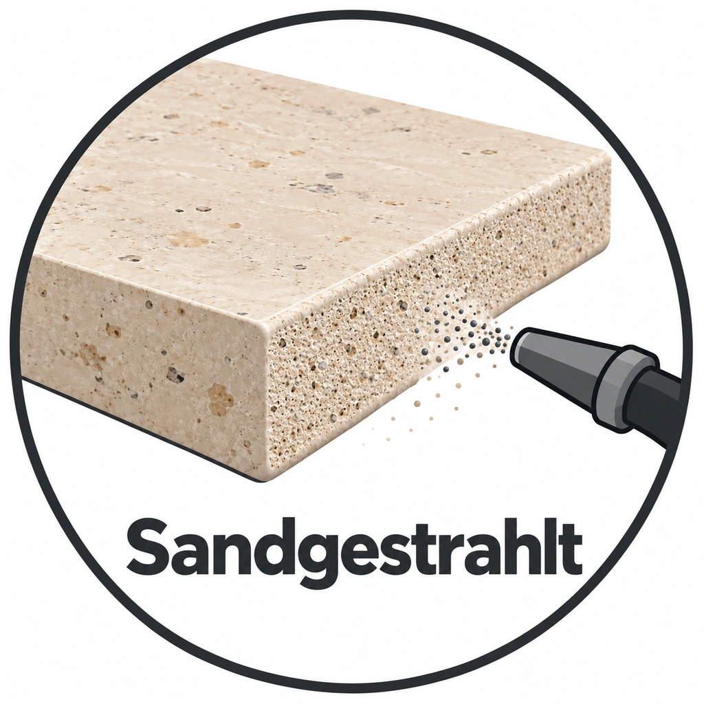 Sandgestrahlte Kante
